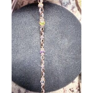 925 Sterling Silver Rose Gold Vermeil Multi Gemstone Infinity Tennis Bracelet7.5